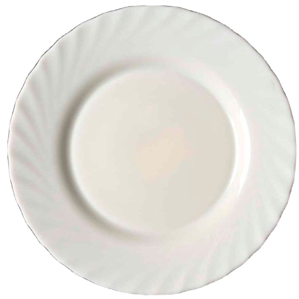 2 Vintage Arcopal Trianon  Ivory Scalloped Chop Plates 12 1/2"